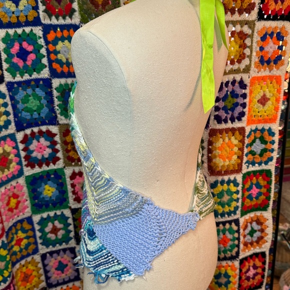 Handmade Reversible Crochet Wrap Halter Top - Picture 6 of 13